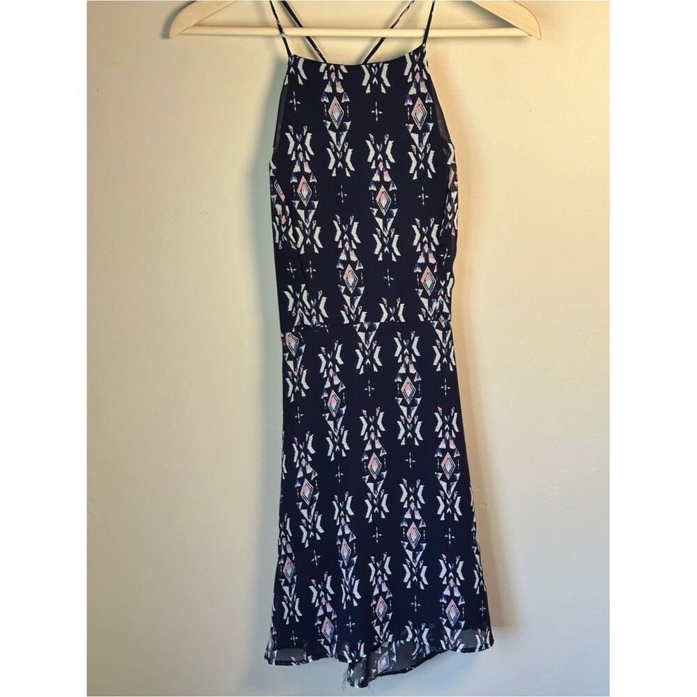 Charlotte Russe Small Navy Coastal Cowgirl Sundress w/Pink White Geometric Print